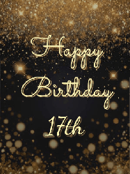 Happy Birthday Age 17 GIF, 17th Birthday GIF: A beautiful happy birthday gif on a dark glitter background with bubbles and animation. It reads Happy Birtday. Customize it!