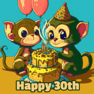 Happy Birthday Age 30 GIF, 30th Birthday GIF: What are these cute things with the ugly birthday cake! A name, but no happy birthday. I may have screwed this one up.