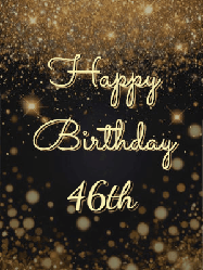 Happy Birthday Age 46 GIF, 46th Birthday GIF: A beautiful happy birthday gif on a dark glitter background with bubbles and animation. It reads Happy Birtday. Customize it!