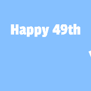 Happy Birthday Age 49 GIF, 49th Birthday GIF: A silly animated Happy Birthday GIF with a smiling emoji rolling into scene and leaving behind a birthday cake.