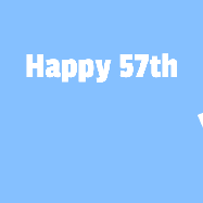 Happy Birthday Age 57 GIF, 57th Birthday GIF: A silly animated Happy Birthday GIF with a smiling emoji rolling into scene and leaving behind a birthday cake.