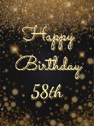 Happy Birthday Age 58 GIF, 58th Birthday GIF: A beautiful happy birthday gif on a dark glitter background with bubbles and animation. It reads Happy Birtday. Customize it!