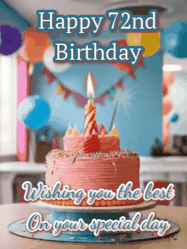 Happy Birthday Age 72 GIF, 72nd Birthday GIF