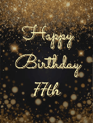 Happy Birthday Age 77 GIF, 77th Birthday GIF: A beautiful happy birthday gif on a dark glitter background with bubbles and animation. It reads Happy Birtday. Customize it!