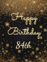 Happy Birthday Age 84 GIF, 84th Birthday GIF: A beautiful happy birthday gif on a dark glitter background with bubbles and animation. It reads Happy Birtday. Customize it!