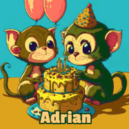 Happy Birthday Adrian GIF: What are these cute things with the ugly birthday cake! A name, but no happy birthday. I may have screwed this one up.