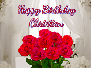Happy Birthday Christian GIF: Beautiful Happy Birtday GIF with a roses and pink hearts coming and going with text reading Happy Birthday Customize because you can customize it