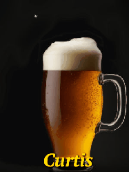 Happy Birthday Curtis GIF: Animated birthday beer gif with a sparkling frosty mug of brew and three lines of text to customize.