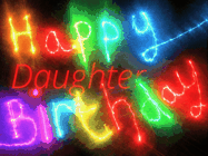 Happy Birthday Daughter GIF: Flashing neon happy birthday gif with a name you can customize. The Happy Birthday is colourful.