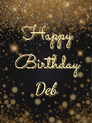 Happy Birthday Deb GIF: A beautiful happy birthday gif on a dark glitter background with bubbles and animation. It reads Happy Birtday. Customize it!