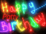 Happy Birthday Patty GIF: Flashing neon happy birthday gif with a name you can customize. The Happy Birthday is colourful.