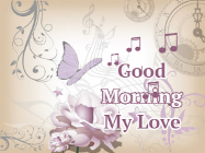 good morning gif thumbnail with music notes and butterfly - very fancy and elegant