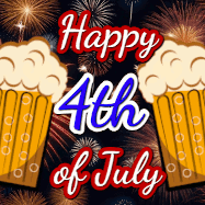 Two beer mugs toasting July 4th