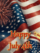 July 4th flag and fireworks