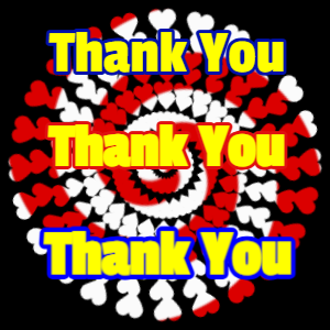 twirling heart shapes thank you