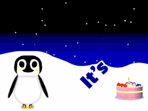 Happy Birthday GIF:Penguin Waving Happy Birthday