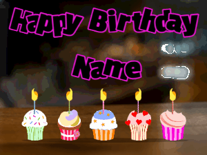 Happy Birthday GIF:Cupcakes on a bar