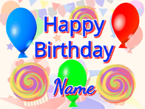 Happy Birthday GIF:Birthday Balloons and candy suckers