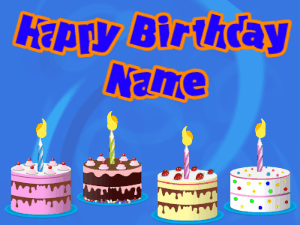 Happy Birthday GIF:Four Birthday Cakes flickering candles