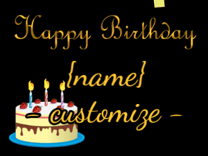 Happy Birthday GIF:Golden Confetti Birthday Cake