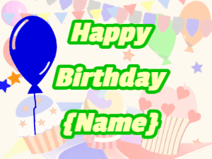 Happy Birthday GIF:Blue balloon and flowing stars