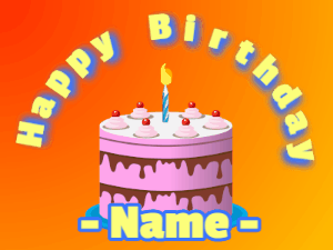 Happy Birthday GIF:Cake and candle gif on orange