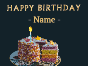 Happy Birthday GIF:Birthday cake fireworks sparkling text 