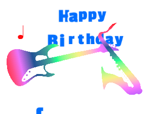 Happy Birthday GIF:Guitar and Sax Celebration