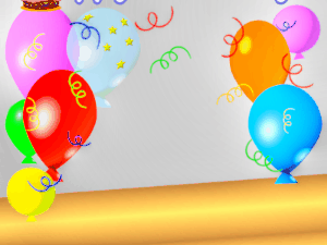 Happy Birthday GIF:GIF: Birthday Cakes: balloon white blue cursive 