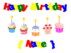 Happy Birthday GIF:Happy Birthday Cupcakes with Candles