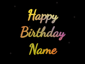 Happy Birthday GIF:heart fireworks,meteor, block font, rainbow animation