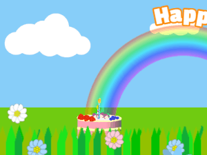 Happy Birthday GIF:Birthday Cake Meadow