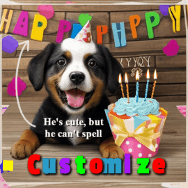 Happy Birthday GIF:Silly Puppy Birthday Banner