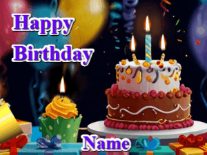 Happy Birthday GIF:Confetti Cake and Flames