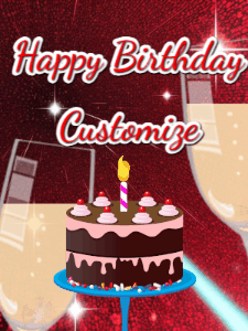 Happy Birthday GIF:Champagne Toast and Birthday Cake