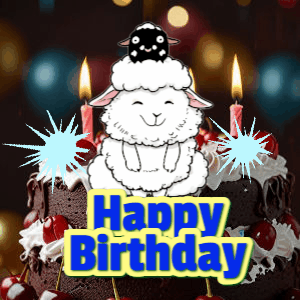 Happy Birthday GIF:Bouncey Bounce Lamb Sparklers