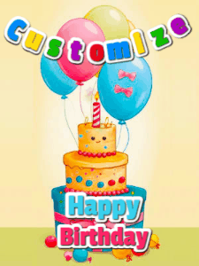 Happy Birthday GIF:Birthday Cake Star Confetti