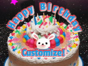 Happy Birthday GIF:Animated Happy Birthday with Cake and Name