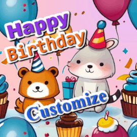 Happy Birthday GIF:Cute Confetti Critters