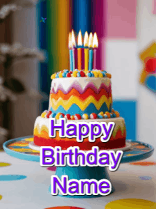 Happy Birthday GIF:Colorful Birthday Cake