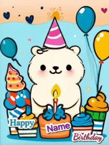 Happy Birthday GIF:Cute Bear is Ready to Party