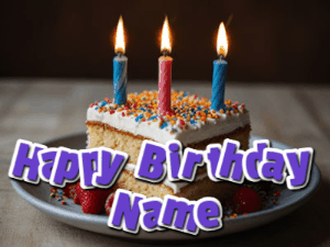 Happy Birthday GIF:Three Candle Birthday Slice
