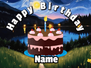 Happy Birthday GIF:Van Gogh Style Lakeview