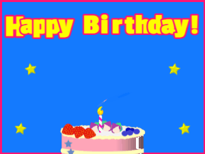 Happy Birthday GIF:Birthday Blue and Flares too