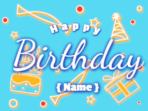 Happy Birthday GIF:Birthday on blue decor