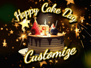 GIF: Purple birthday cake slice with candles