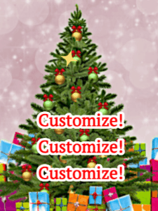 GIF: Christmas Card with tree sparkles and bubbles