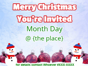 GIF: Animated Christmas invitation with snowman