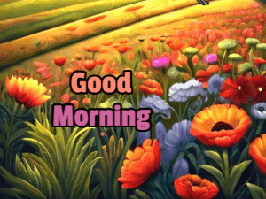 GIF: Morning Meadow Song Bird and Flowers