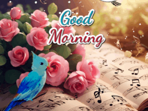 GIF: Sheet Music Morning Flowers and Birds